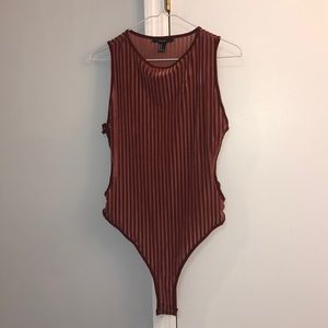 NWOT sheer & velvet bodysuit.